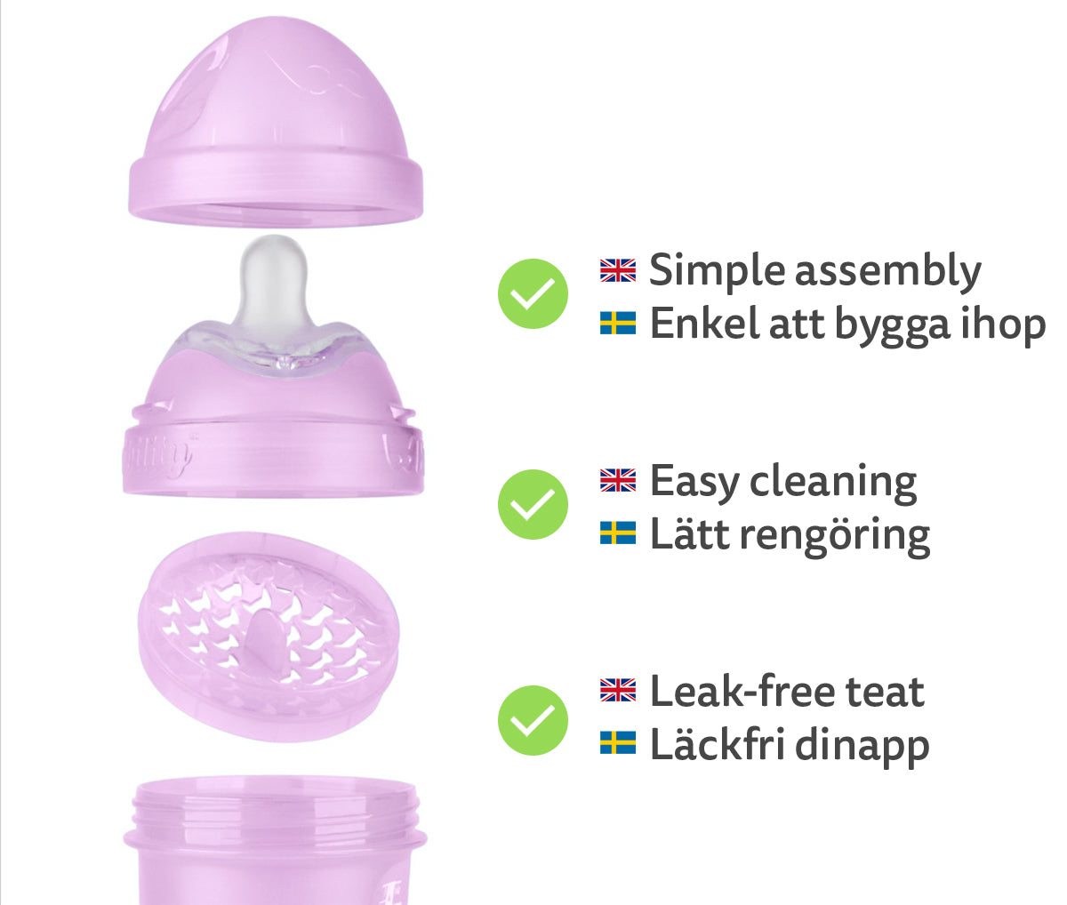 3-pack Nappflaskor 140 ml – Lila